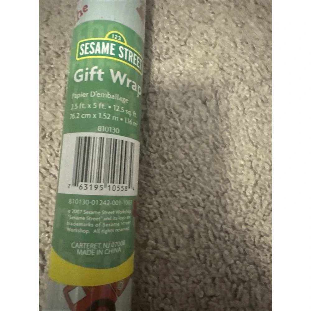 VTG Sesame Street Any Occasion Elmo FireTruck Wrapping Paper 12.5' NEW SEALED